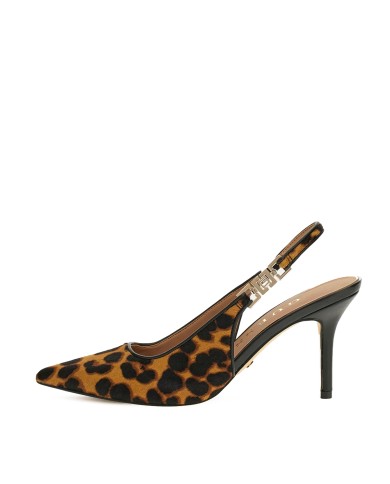 GUESS SCARPA DONNA SLING BACK NASHAA ANIMALIER MISTO PELLE TAN FLTNSH 225