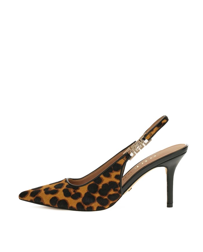 GUESS SCARPA DONNA SLING BACK NASHAA ANIMALIER MISTO PELLE TAN FLTNSH 225