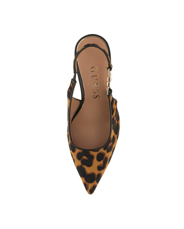 GUESS SCARPA DONNA SLING BACK NASHAA ANIMALIER MISTO PELLE TAN FLTNSH 225