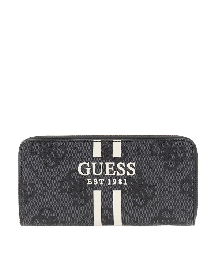 GUESS PORTAFOGLIO DONNA MAXI WALLET SLG LARGE ZIP AROUND LAUREL COAL LOGO SWOS74 225