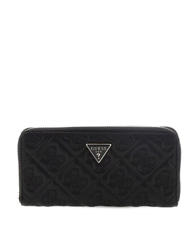 GUESS PORTAFOGLIO DONNA MAXI WALLET SLG LARGE ZIP AROUND ADELASIA 4G BLACK LOGO SWQL96 225