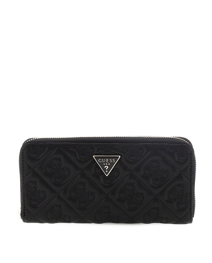 GUESS PORTAFOGLIO DONNA MAXI WALLET SLG LARGE ZIP AROUND ADELASIA 4G BLACK LOGO SWQL96 225