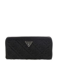 GUESS PORTAFOGLIO DONNA MAXI WALLET SLG LARGE ZIP AROUND ADELASIA 4G BLACK LOGO SWQL96 225