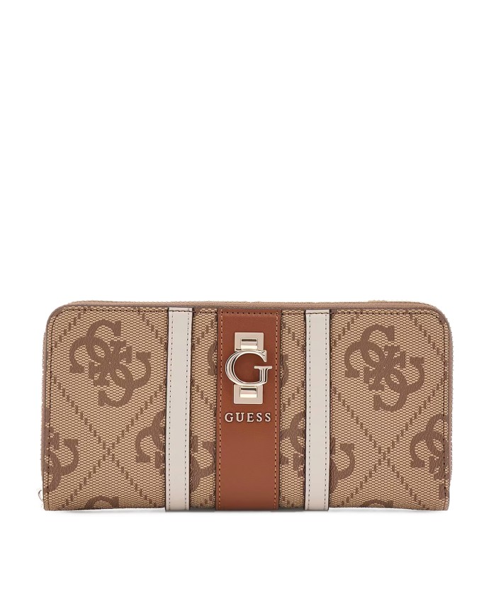 GUESS PORTAFOGLIO DONNA MAXI WALLET SLG LARGE ZIP AROUND ERENIA 4G LATTE LOGO SWSO78 225