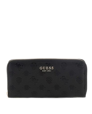 GUESS PORTAFOGLIO DONNA MAXI WALLET SLG LARGE ZIP AROUND PHOEBE 4G PEONY BLACK LOGO SWPD96 225