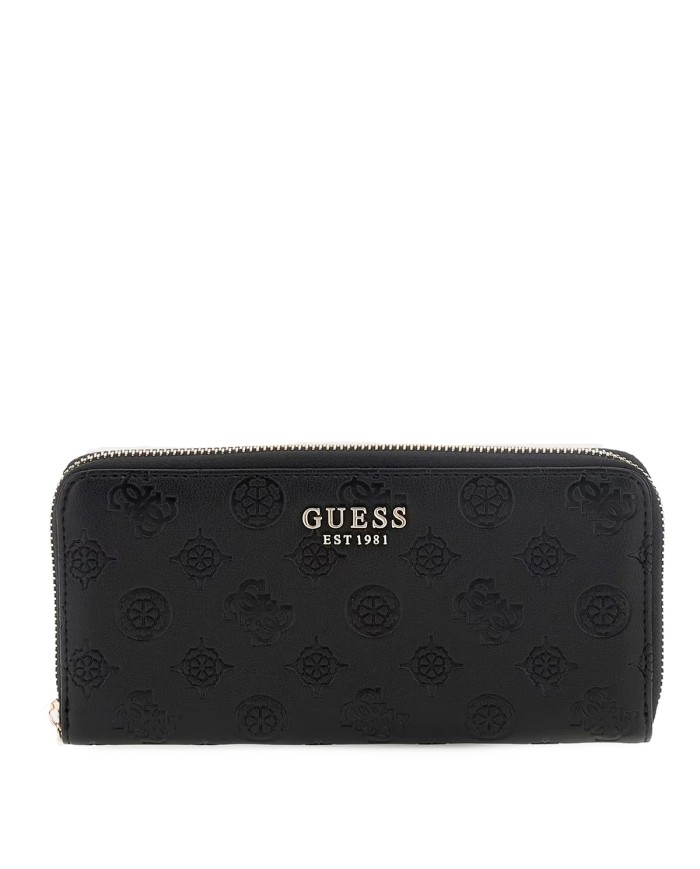 GUESS PORTAFOGLIO DONNA MAXI WALLET SLG LARGE ZIP AROUND PHOEBE 4G PEONY BLACK LOGO SWPD96 225