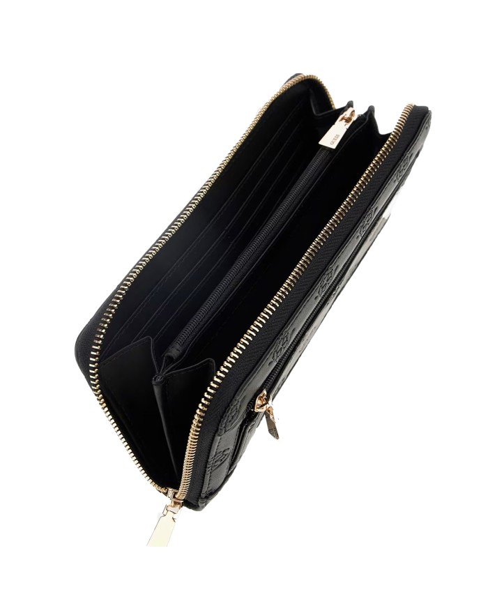 GUESS PORTAFOGLIO DONNA MAXI WALLET SLG LARGE ZIP AROUND PHOEBE 4G PEONY BLACK LOGO SWPD96 225