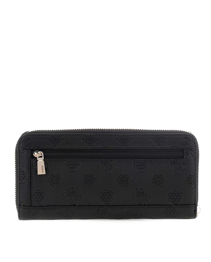 GUESS PORTAFOGLIO DONNA MAXI WALLET SLG LARGE ZIP AROUND PHOEBE 4G PEONY BLACK LOGO SWPD96 225