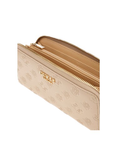 GUESS PORTAFOGLIO DONNA MAXI WALLET SLG LARGE ZIP AROUND PHOEBE 4G PEONY SIMPLY TAUPE LOGO SWPD96 225
