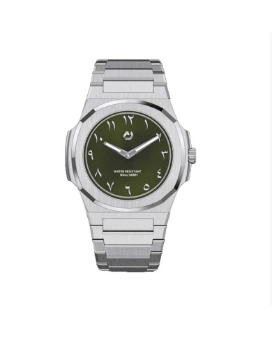 NUNCIER OFFICIAL OROLOGIO MONTRE SLIM 38MM SILVER IN GREEN ARABIC