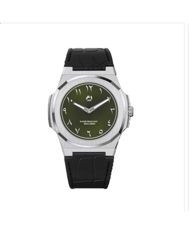 NUNCIER OFFICIAL OROLOGIO MONTRE SLIM 38MM SILVER IN GREEN ARABIC