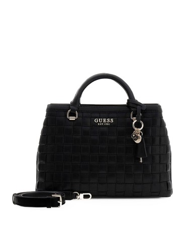 GUESS BORSA DONNA SANDY GIRLFIREND SATCHEL BAG INTRECCIATA BLACK HWWG84 126