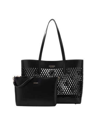 GUESS BORSA DONNA LETTY MINI TOTE BAG CON POCHETTE TRAFORATA BLACK HWPG99 126