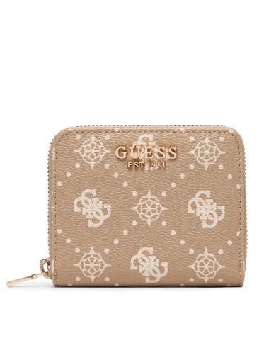 GUESS PORTAFOGLI DONNA WALLET CARRIE LOGO SMALL AROUND ZIP BISQUIT LOGO SWGP98 126