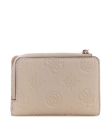 GUESS PORTAFOGLI DONNA WALLET LAUREL II SMALL AROUND ZIP LIGHT TAUPE LOGO SWPD74 126