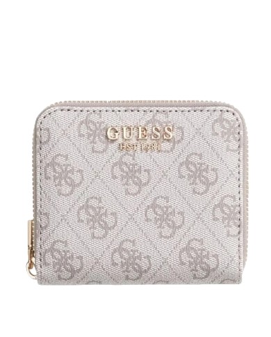 GUESS PORTAFOGLI DONNA WALLET LAUREL II SMALL AROUND ZIP DARK TAUPE LOGO SWSG74 126