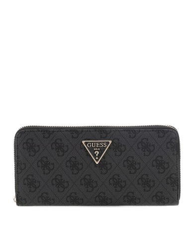 GUESS PORTAFOGLI DONNA WALLET LAUREL II LARGE AROUND ZIP COAL LOGO SWSG74 126
