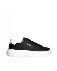 LIU-JO CALZATURE SCARPA UOMO SNEAKERS BIG 01 LEATHER BLACK WHITE 7B4027 126