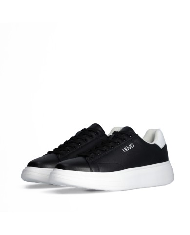 LIU-JO CALZATURE SCARPA UOMO SNEAKERS BIG 01 LEATHER BLACK WHITE 7B4027 126