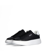 LIU-JO CALZATURE SCARPA UOMO SNEAKERS BIG 01 LEATHER BLACK WHITE 7B4027 126