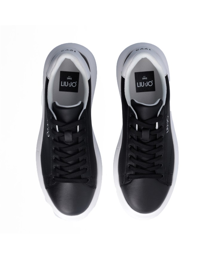 LIU-JO CALZATURE SCARPA UOMO SNEAKERS BIG 01 LEATHER BLACK WHITE 7B4027 126