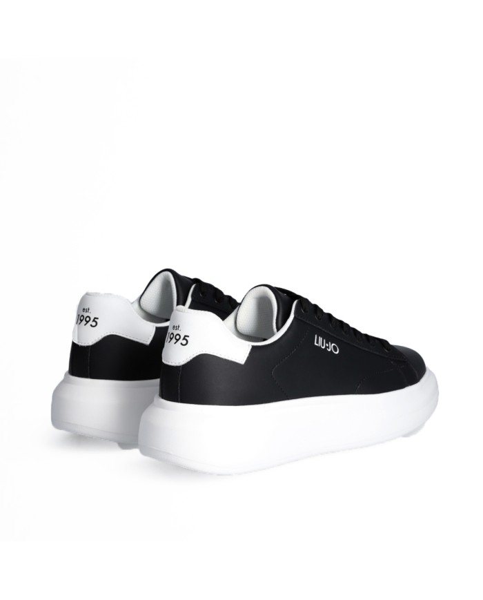 LIU-JO CALZATURE SCARPA UOMO SNEAKERS BIG 01 LEATHER BLACK WHITE 7B4027 126