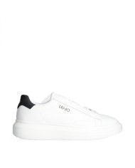 LIU-JO CALZATURE SCARPA UOMO SNEAKERS BIG 01 LEATHER WHITE BLACK 7B4027 126