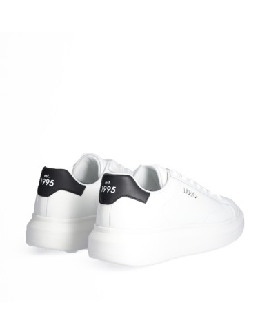 LIU-JO CALZATURE SCARPA UOMO SNEAKERS BIG 01 LEATHER WHITE BLACK 7B4027 126