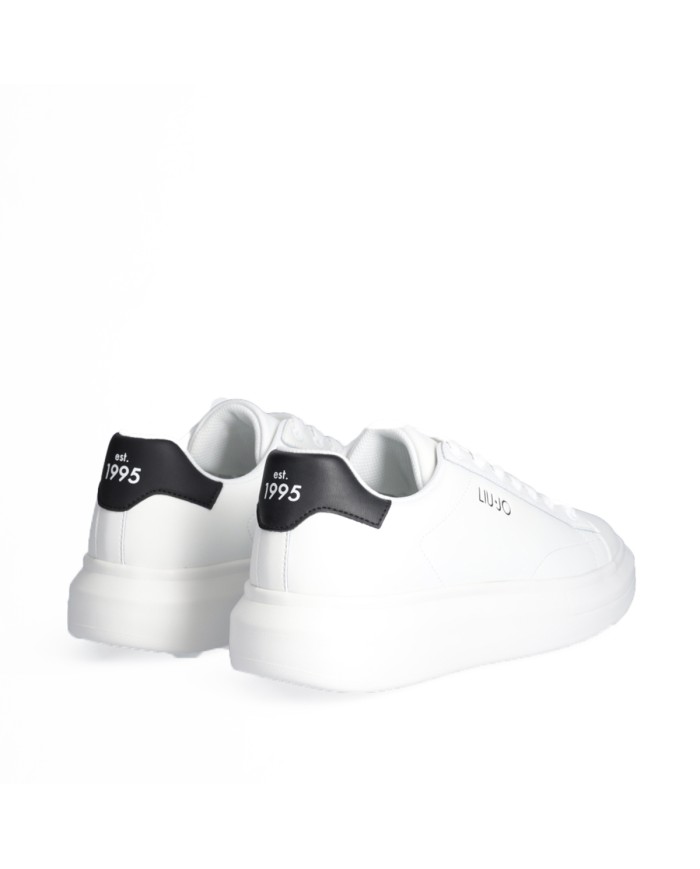 LIU-JO CALZATURE SCARPA UOMO SNEAKERS BIG 01 LEATHER WHITE BLACK 7B4027 126