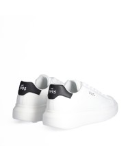 LIU-JO CALZATURE SCARPA UOMO SNEAKERS BIG 01 LEATHER WHITE BLACK 7B4027 126