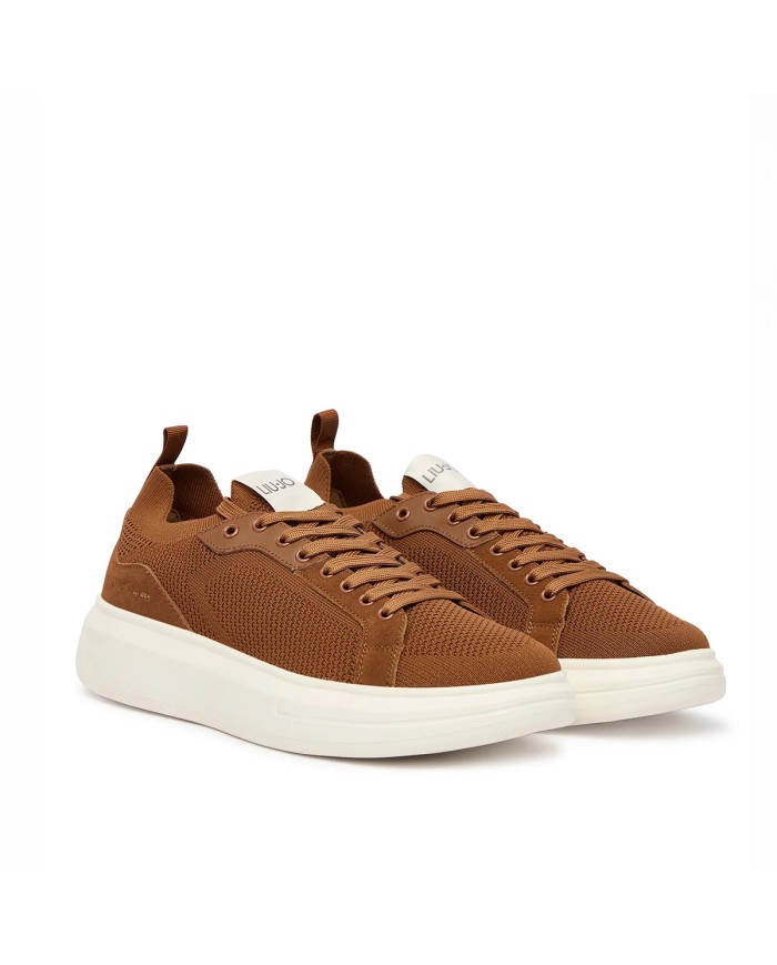 LIU-JO CALZATURE SCARPA UOMO SNEAKERS BIG 06 KNIT COW SUEDE CHOCCOLATE 7B6011 126