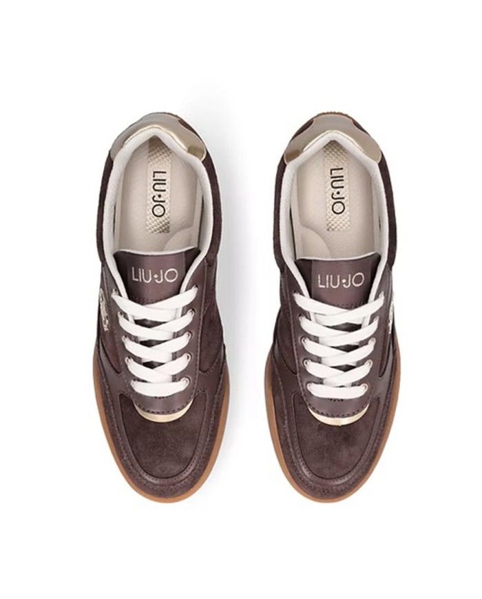 LIU-JO CALZATURE SCARPA DONNA SNEAKERS LEWIS 01 COW SUEDE CALF LEATHER EBANO BA6039 126