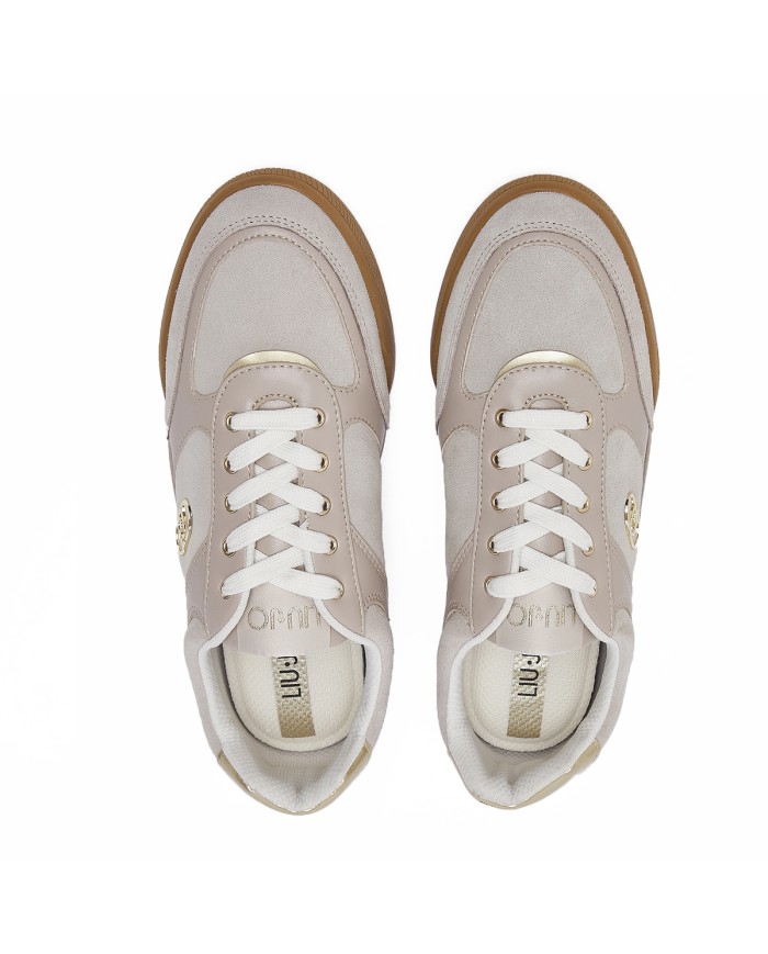 LIU-JO CALZATURE SCARPA DONNA SNEAKERS LEWIS 01 COW SUEDE CALF LEATHER WARM STONE BA6039 126