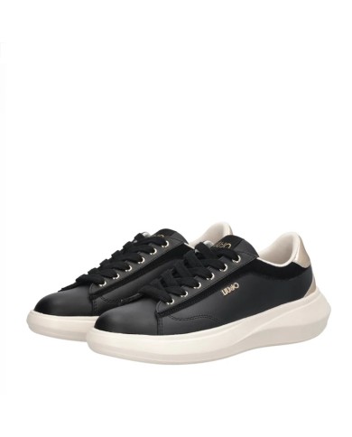LIU-JO CALZATURE SCARPA DONNA SNEAKERS CASPER 01 CALF LEATHER BLACK LIGHT GOLD BA6051PX 126