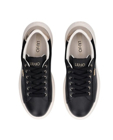 LIU-JO CALZATURE SCARPA DONNA SNEAKERS CASPER 01 CALF LEATHER BLACK LIGHT GOLD BA6051PX 126