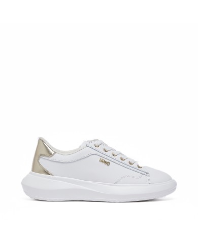 LIU-JO CALZATURE SCARPA DONNA SNEAKERS CASPER 01 CALF LEATHER WHITE LIGHT GOLD BA6051PX 126