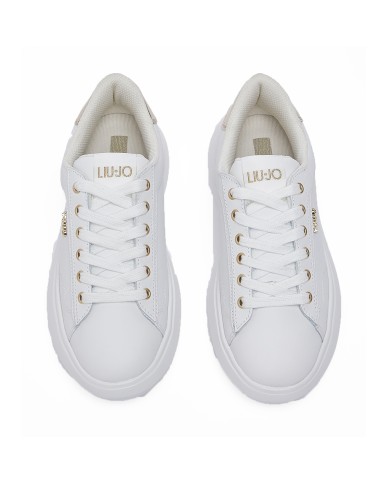 LIU-JO CALZATURE SCARPA DONNA SNEAKERS CASPER 01 CALF LEATHER WHITE LIGHT GOLD BA6051PX 126