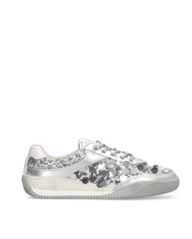 LIU-JO CALZATURE SCARPA DONNA SNEAKERS LEWIS 04 MAXI PAILLETTES METALLIC SEQUINS SILVER BA6093EX 126