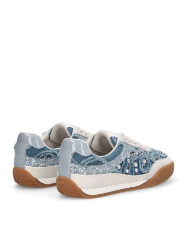 LIU-JO CALZATURE SCARPA DONNA SNEAKERS LEWIS 04 DENIM STRASS GLITTER BLUE BA6093TX 126