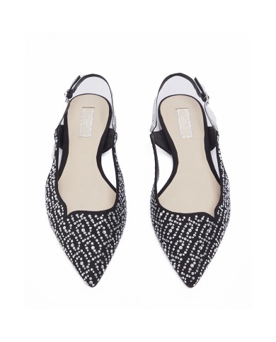 LIU-JO CALZATURE SCARPA DONNA SLING BACK VIVEN 07 SLING BACK MICROFIBER STRASS BLACK SILEVR SA6029TX 126