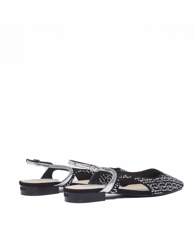 LIU-JO CALZATURE SCARPA DONNA SLING BACK VIVEN 07 SLING BACK MICROFIBER STRASS BLACK SILEVR SA6029TX 126