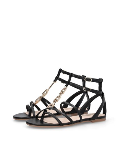 LIU-JO CALZATURE SCARPA DONNA SANDALO BASSO SANDY 09  SPREADING BLACK SA6123EX 126