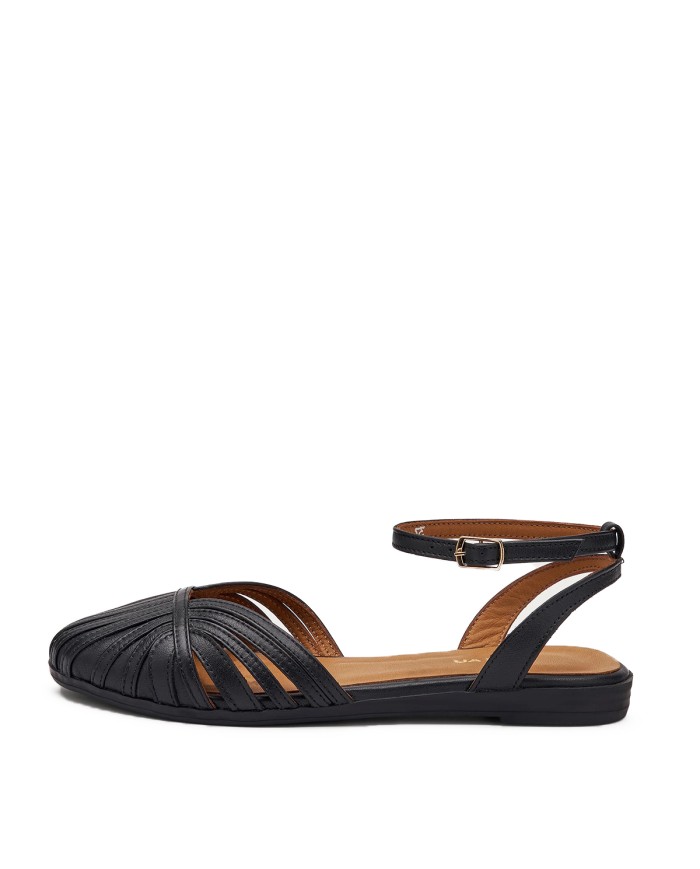 FRAU SCARPA DONNA SANDALI RAGNETTO IN PELLECON LISITINI SOTTILI NERO 03M3 126