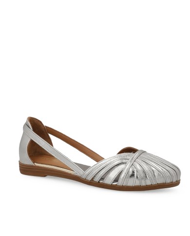 FRAU SCARPA DONNA BALLERINA RAGNETTO METALLIZZATA CON LISITINI SOTTILI ARGENTO 03V4 126