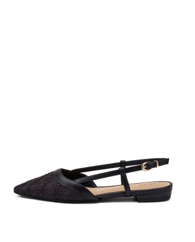 FRAU SCARPA DONNA SLING BACK IN RAFIA EFFETO SPIGA NERO 63F1 126