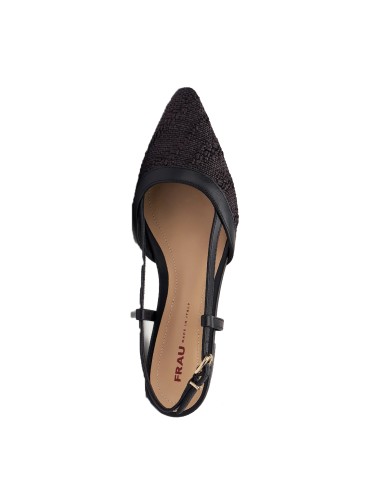 FRAU SCARPA DONNA SLING BACK IN RAFIA EFFETO SPIGA NERO 63F1 126