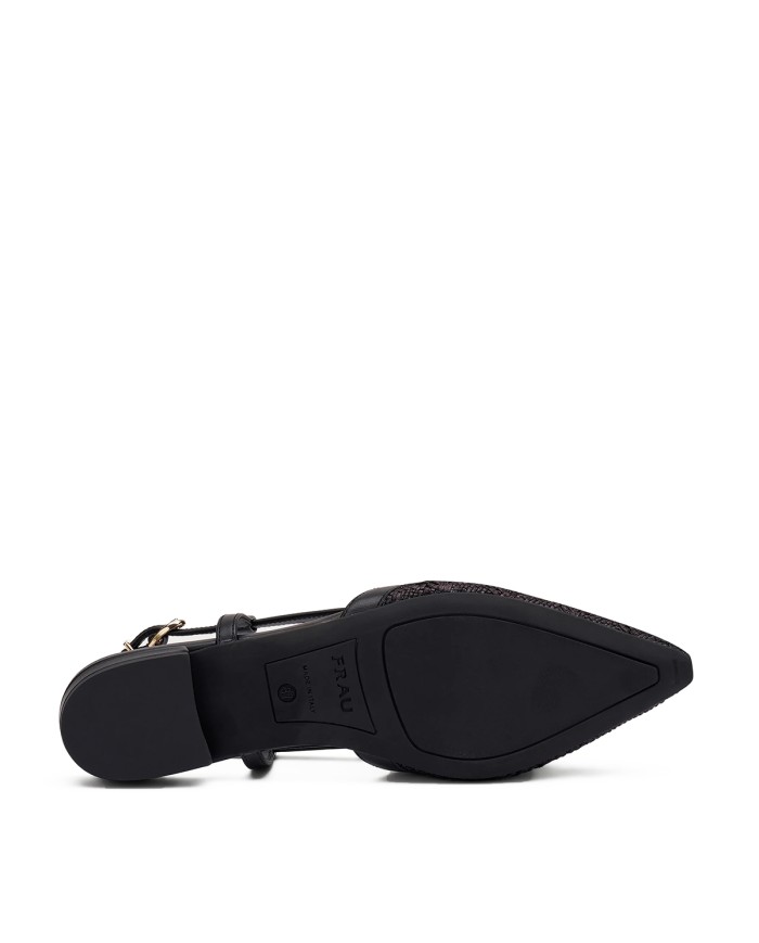 FRAU SCARPA DONNA SLING BACK IN RAFIA EFFETO SPIGA NERO 63F1 126