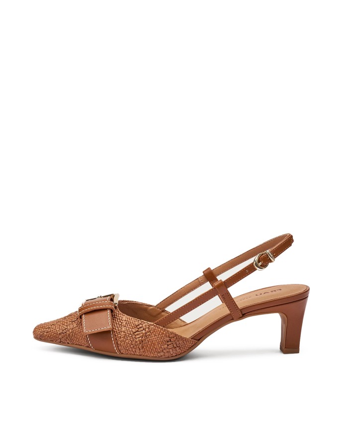 FRAU SCARPA DONNA SLING BACK IN RAFIA CON FIBIA CARAMELLO 81F2 126