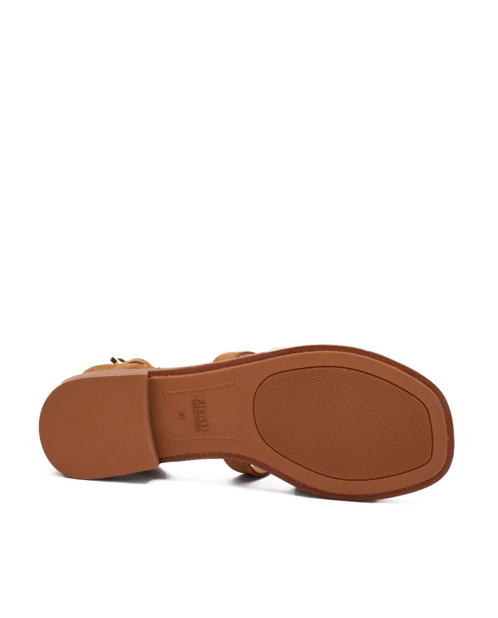 FRAU SCARPA DONNA SANDALI CAGE IN PELLE SCAMOSCIATA CANNELLA  87B7 126