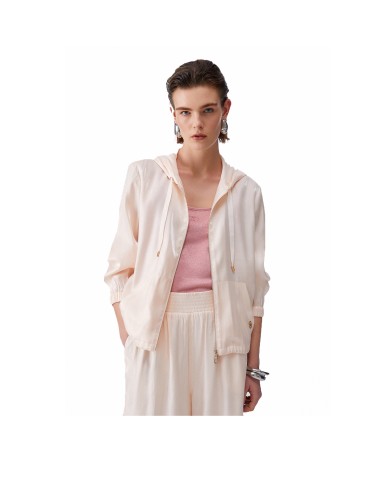 LIU-JO GIACCA DONNA LAMINATA CON CAPPUCCIO CHAMPAGNE LUX TA6004 126